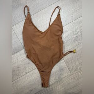the Matte collection Women Swimsuit L Hi Cut Brown String 1PC medium bathingsuit